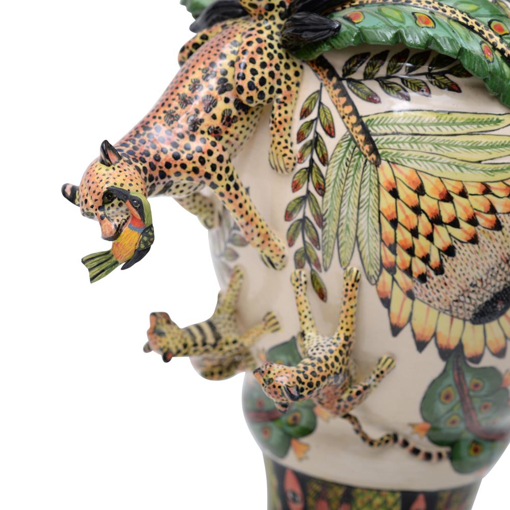 South African Ardmore handmade African Ceramic Leopard Vase