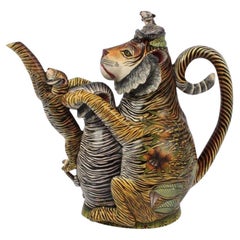 Ardmore handgefertigte afrikanische Tiger-Teekanne aus Keramik