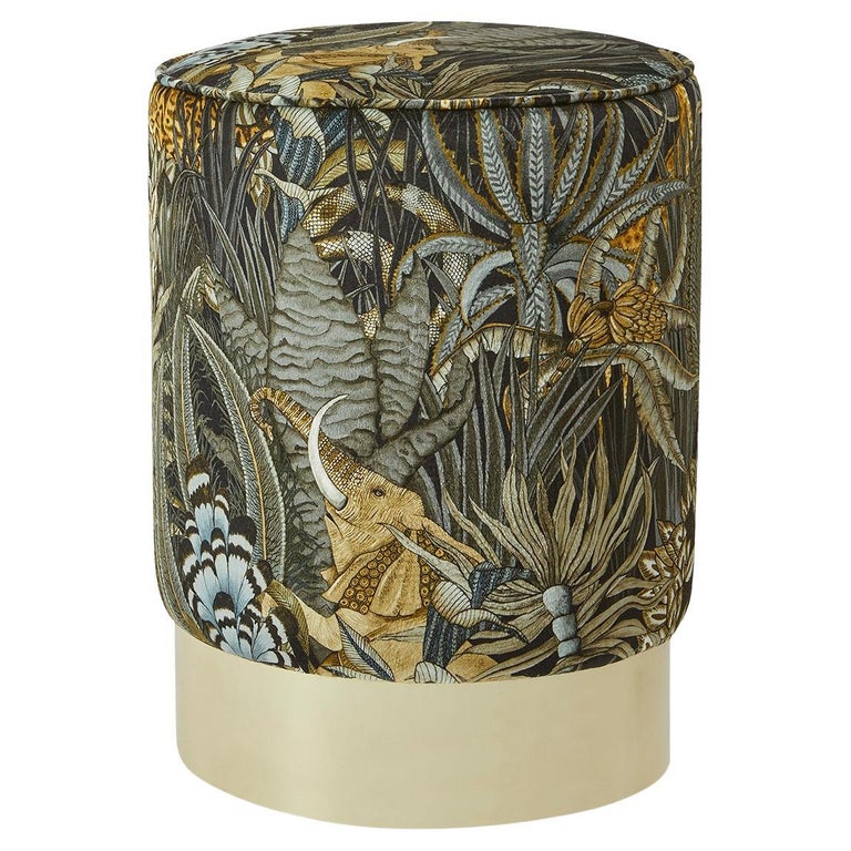 Ottoman/Pouf Ardmore Sabie Forest Velvet Moonlight For Sale at 1stDibs