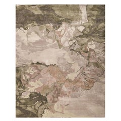 Ardor Hand Tufted Modern Silk Rug in Taupe Green & Grey Gold Colours by Hands