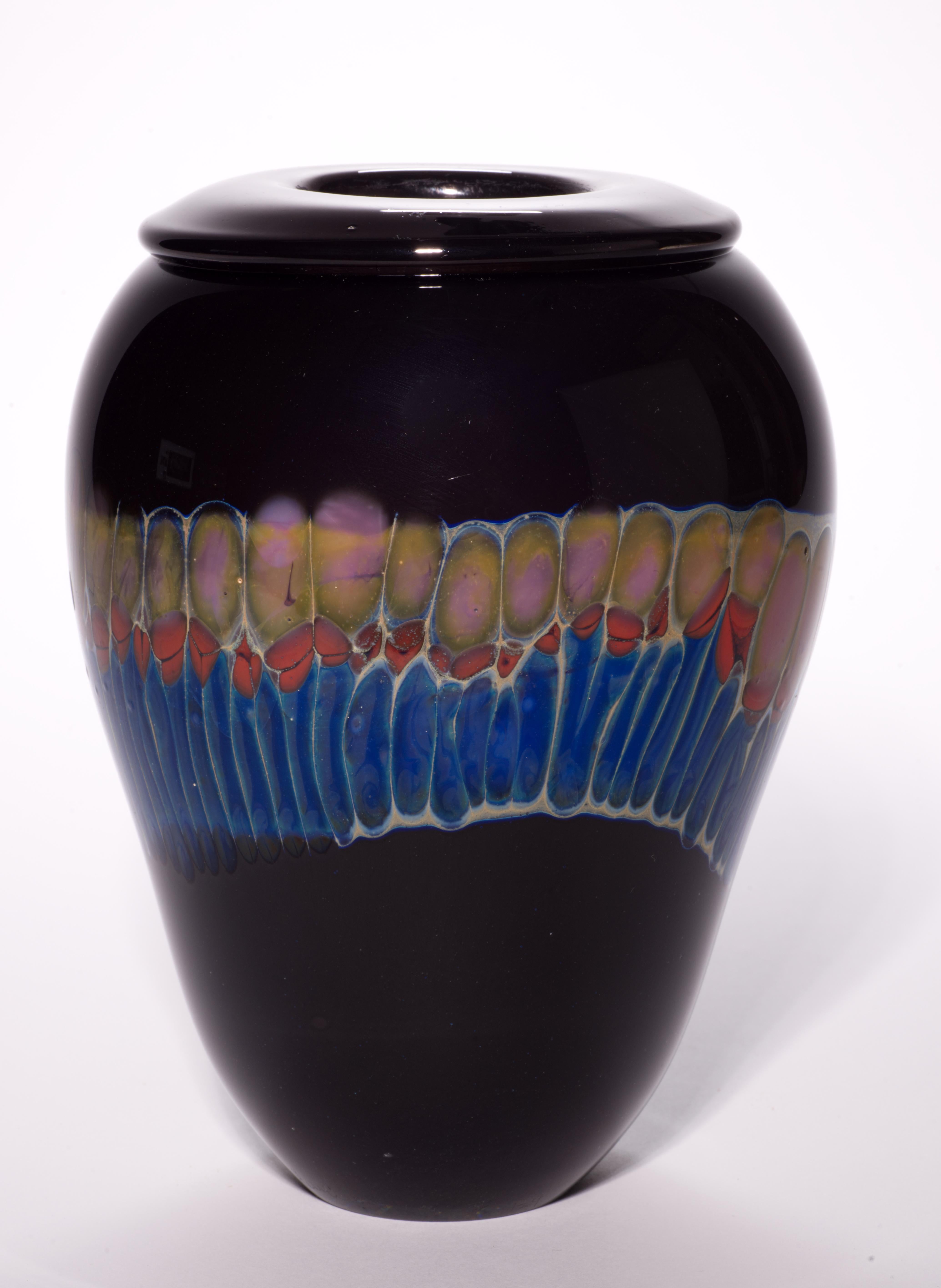 Fatto a mano Raro vaso modernista di David Hasslinger, vetro da studio americano, anni '70 in vendita