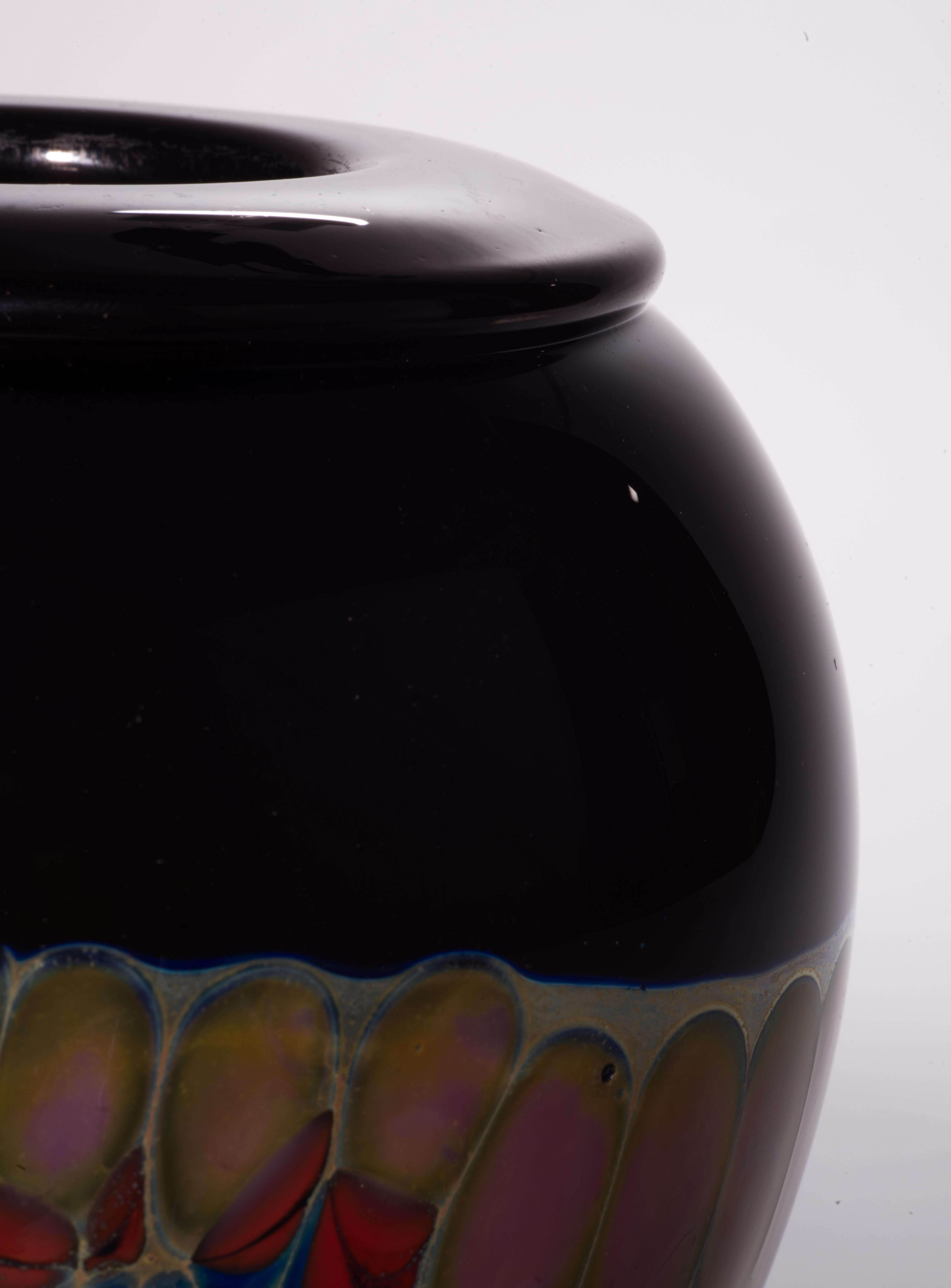 Vetro artistico Raro vaso modernista di David Hasslinger, vetro da studio americano, anni '70 in vendita