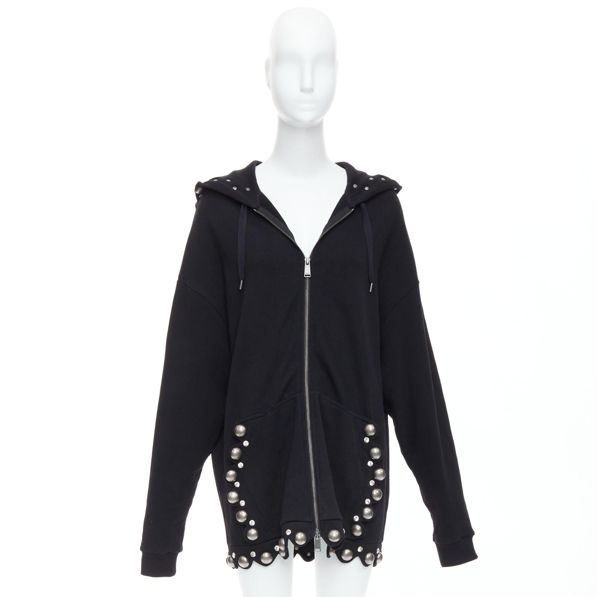 AREA Crystal Dome black cotton silver stud embellished hoodie XS
Reference: AAWC/A01291
Brand: Area
Material: Cotton
Color: Black, Silver
Pattern: Studded
Closure: Zip
Made in: China

CONDITION:
Condition: Very good, this item was pre-owned and is