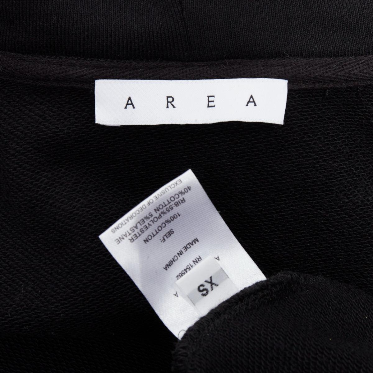 AREA Crystal Dome black cotton silver stud embellished hoodie XS For Sale 4