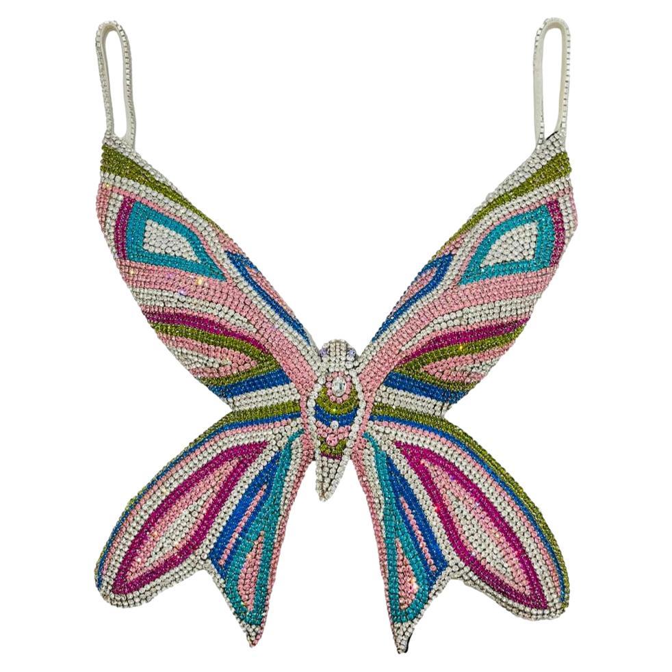 Area Crystal Embellished Butterfly Top