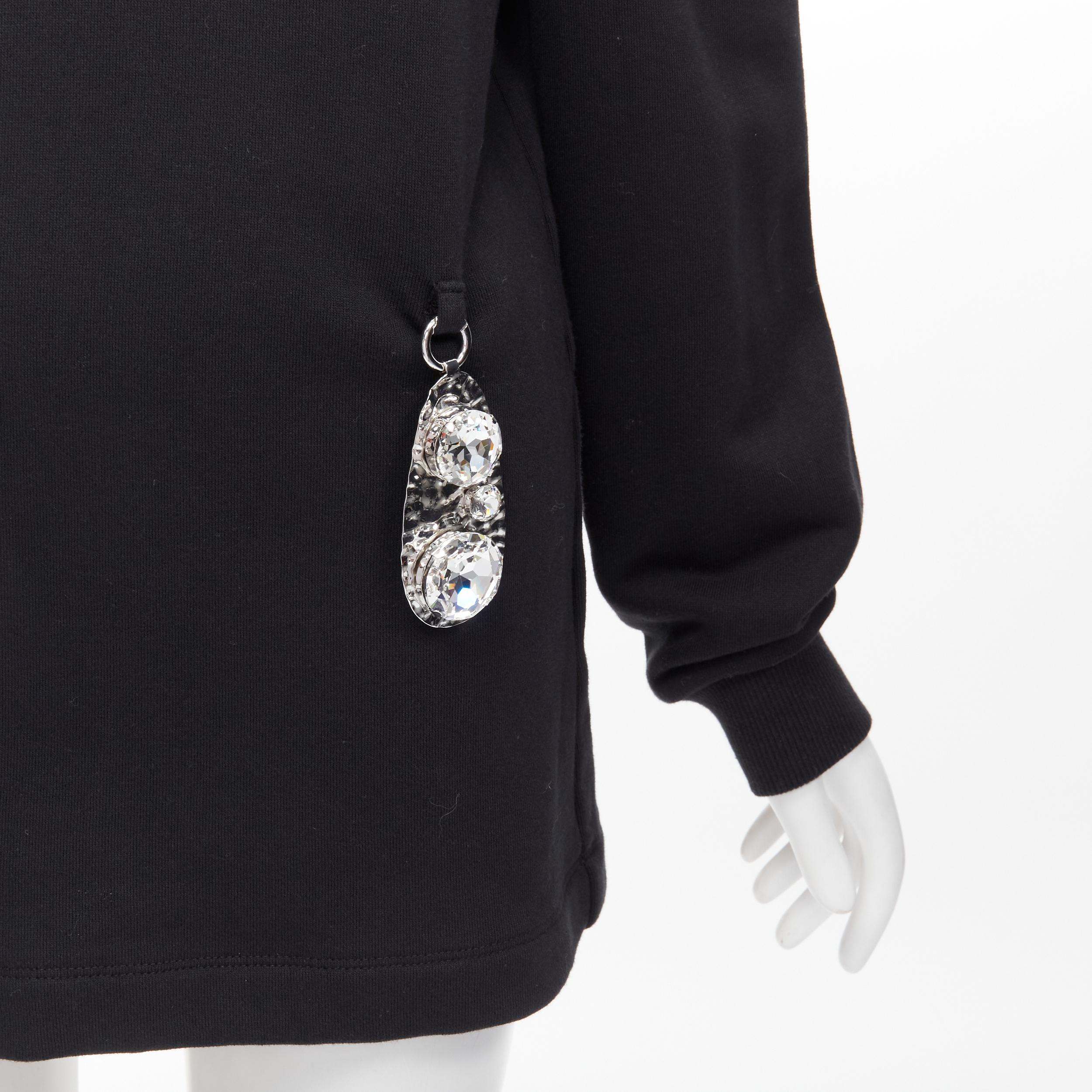 AREA crystal hammered pendant black cold shoulder hoodie XS For Sale 2