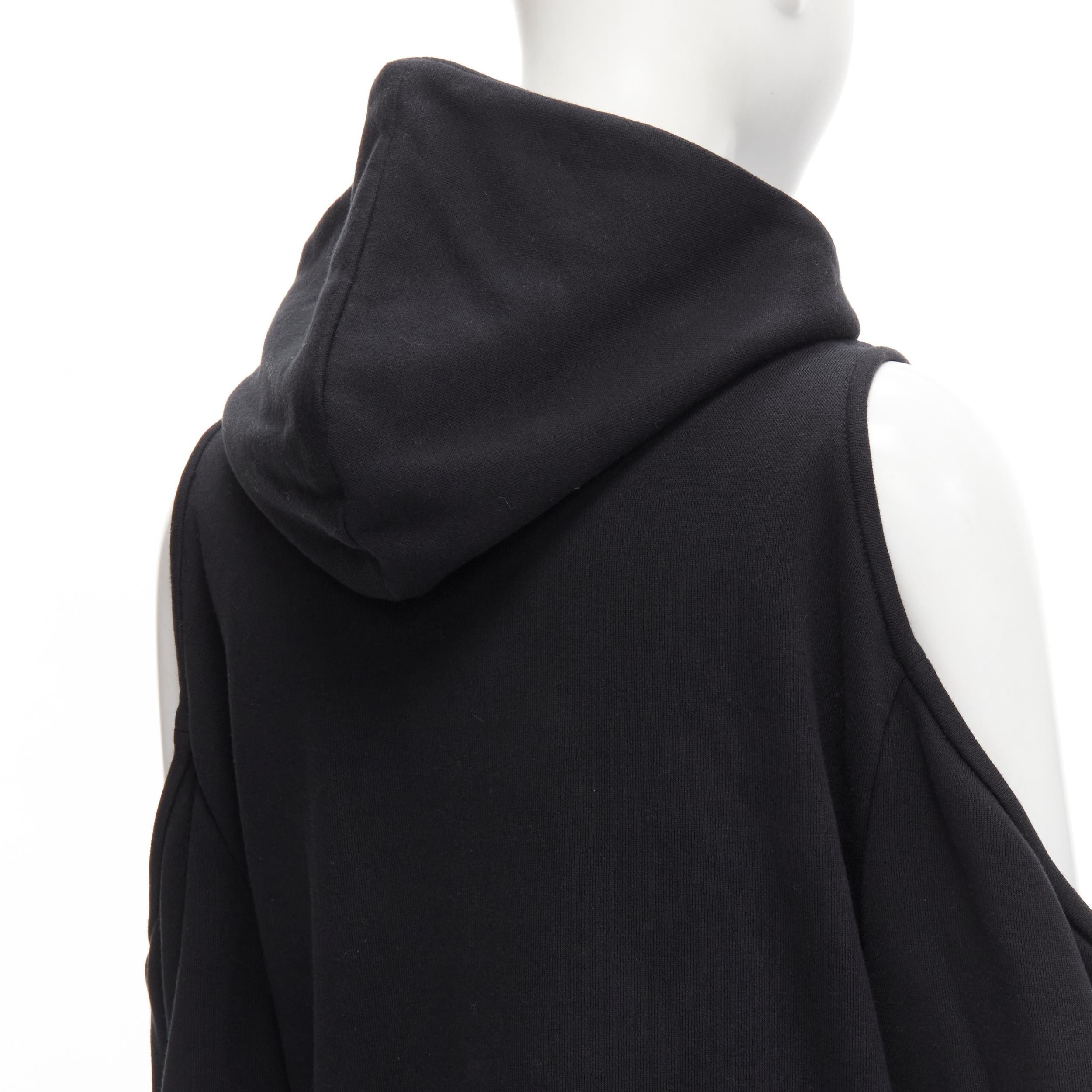 AREA crystal hammered pendant black cold shoulder hoodie XS For Sale 3