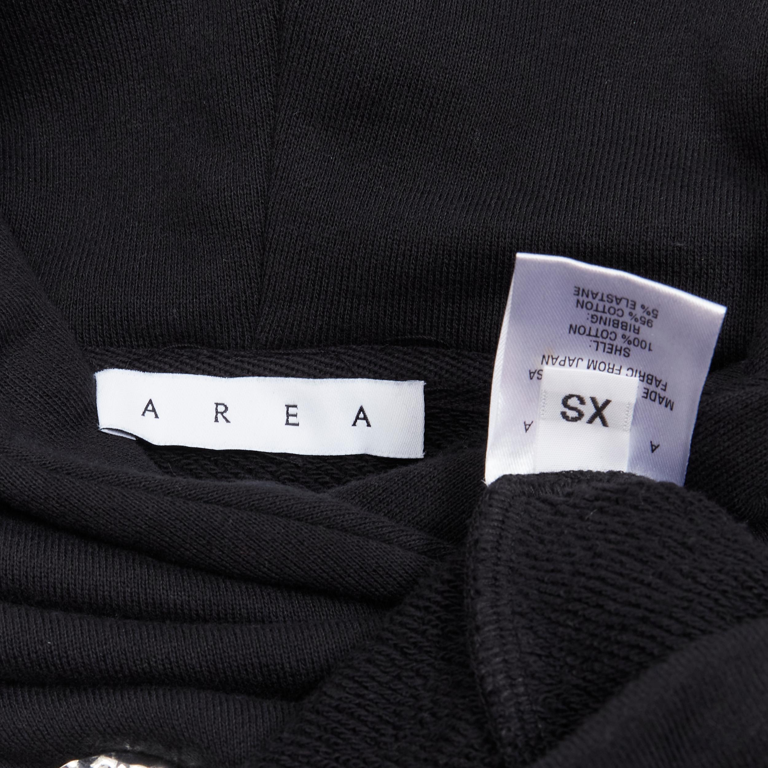 AREA crystal hammered pendant black cold shoulder hoodie XS For Sale 4