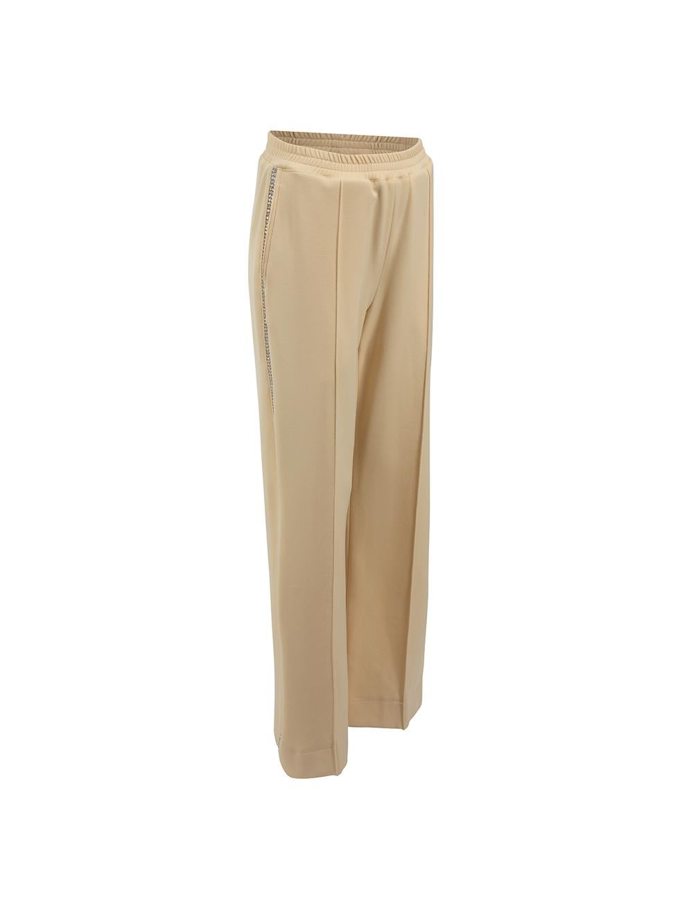 CONDITION is Very good. Minimal wear to trousers is evident. Minimal wear to back leg of trousers where stains is evident. Minor loose thread on the waistband on this used Area designer resale item.



Details


Ecru

Synthetic

Wide leg