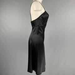 AREA Estimated Size 4 Black Satin Spaghetti Straps Slip Dress