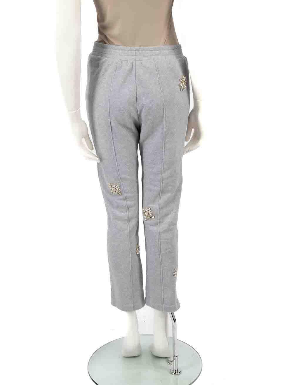 Area Grey Crystal Embellished Joggers Size M In Good Condition For Sale In London, GB