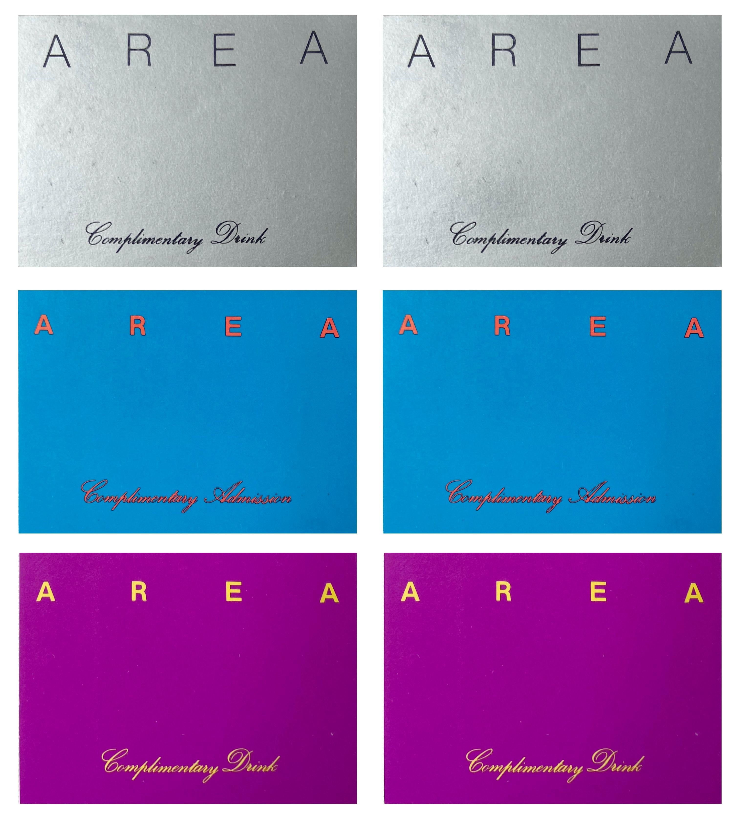 Paper Area Nightclub New York: a set of 6 original drink tickets circa 1984