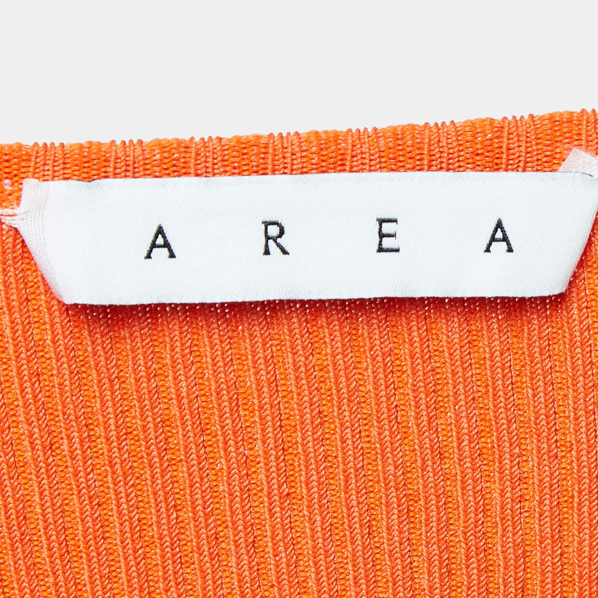 Robe midi orange en maille côtelée ornée de cristaux, taille M Neuf - En vente à Dubai, Al Qouz 2