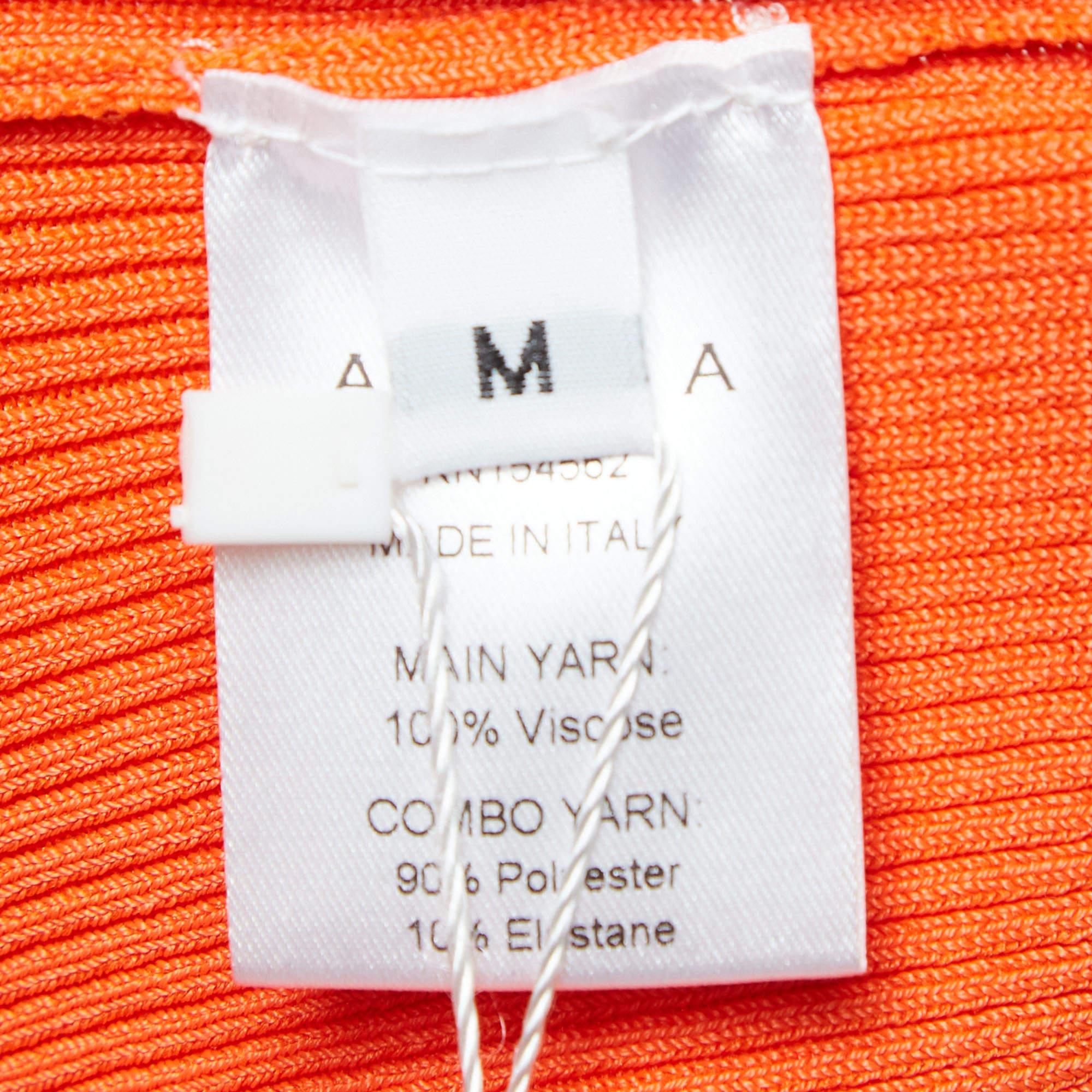 Robe midi orange en maille côtelée ornée de cristaux, taille M Pour femmes en vente
