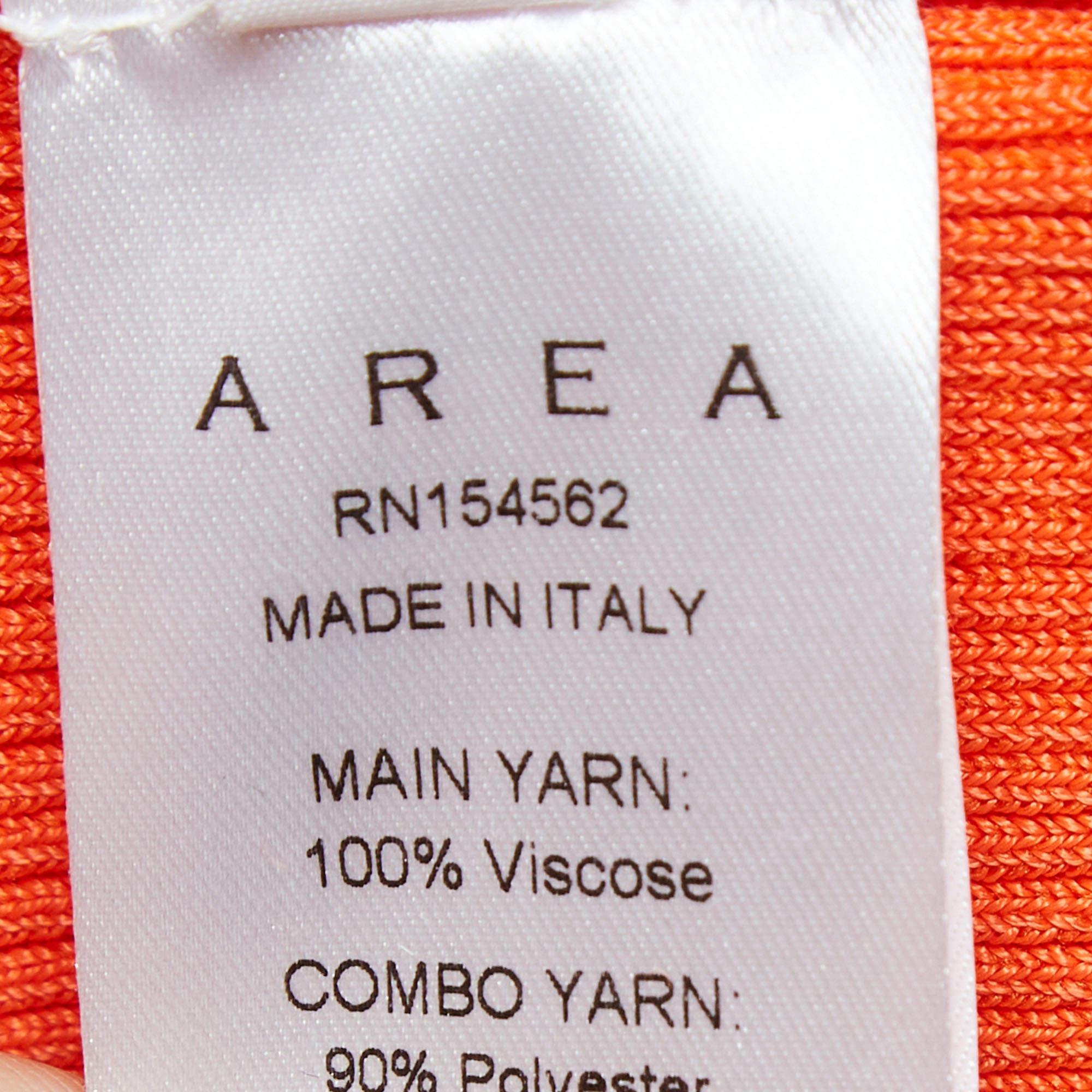 Robe midi orange en maille côtelée ornée de cristaux, taille M en vente 1