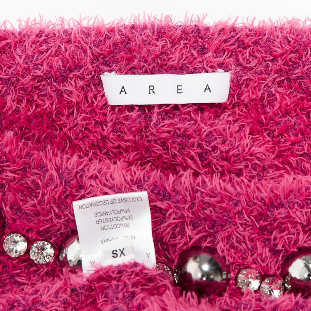 AREA rosa Baumwolle flauschig stricken Kuppel Stud extra lange Ärmel Pullover XS im Angebot 4