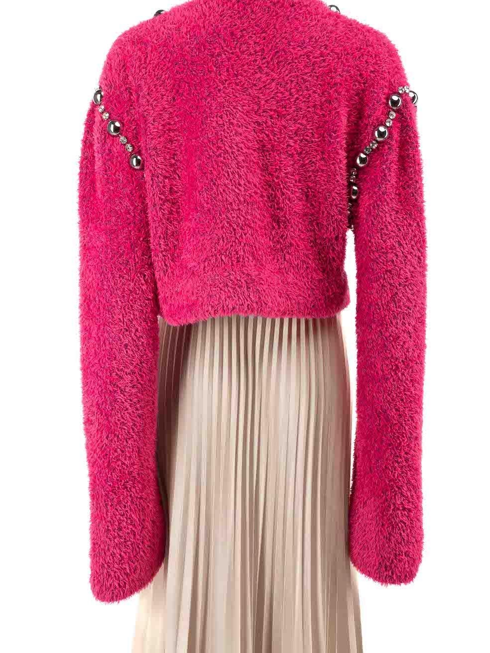Area Pink Crystal Embellished Jumper Size S In Excellent Condition For Sale In London, GB