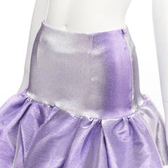 AREA purple metallic cotton blend high waistted puff short skirt XS
