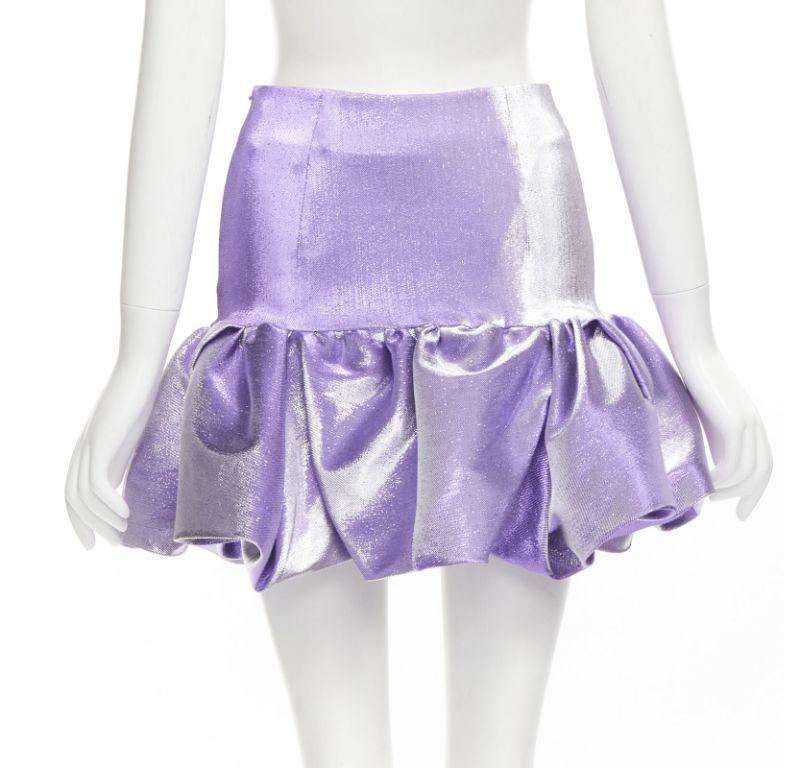 AREA purple metallic cotton blend high waisted puff short short skirt XS For Sale 1