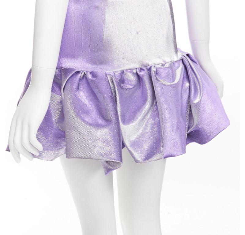 AREA purple metallic cotton blend high waisted puff short short skirt XS For Sale 3