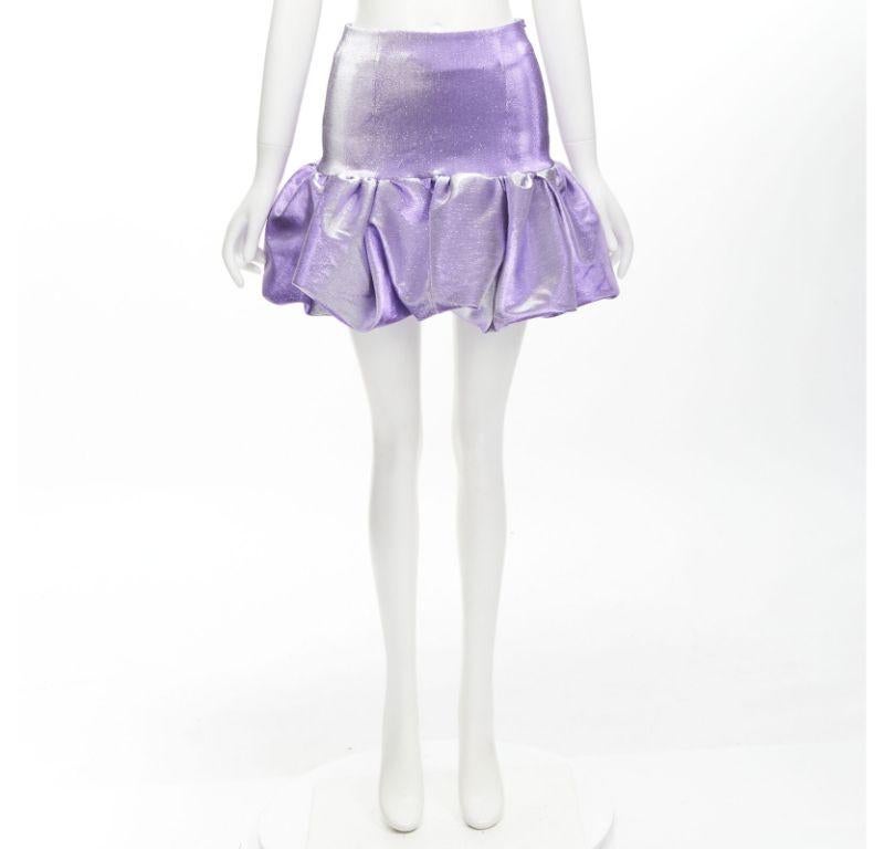 AREA purple metallic cotton blend high waisted puff short short skirt XS For Sale 5