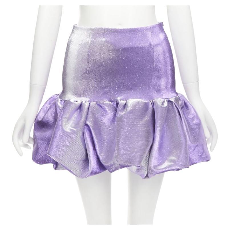 AREA purple metallic cotton blend high waisted puff short short skirt XS For Sale