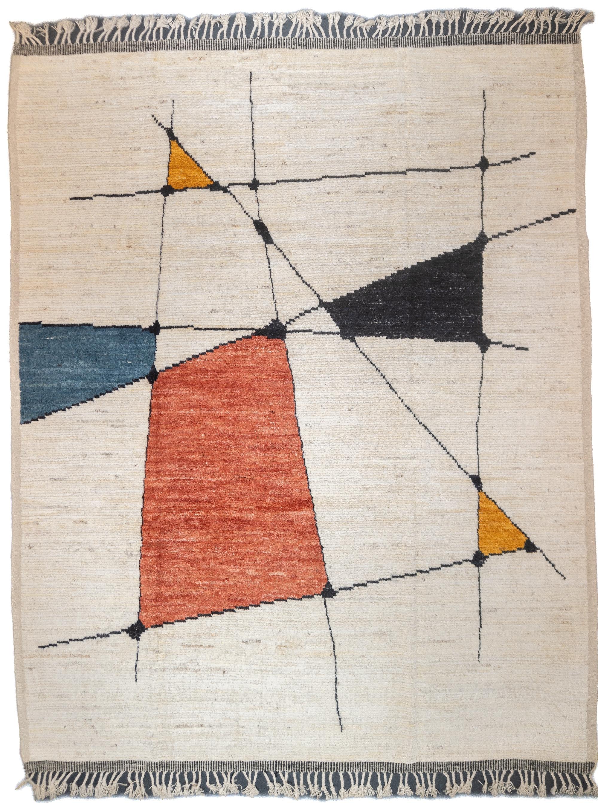 Tapis marocain contemporain en laine 8'0
