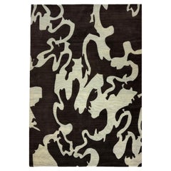 Area Rug Braun & Mint Abstrakt Zeitgenössisch:: Handgefertigt aus Seide und Wolle:: "Wizard"