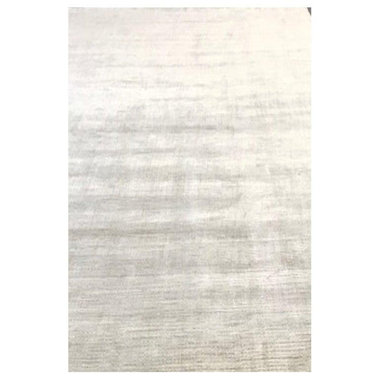 Area Rug Ivory Contemporary, Loom-Knotted of Wool Art-Silk, "Fantasia"