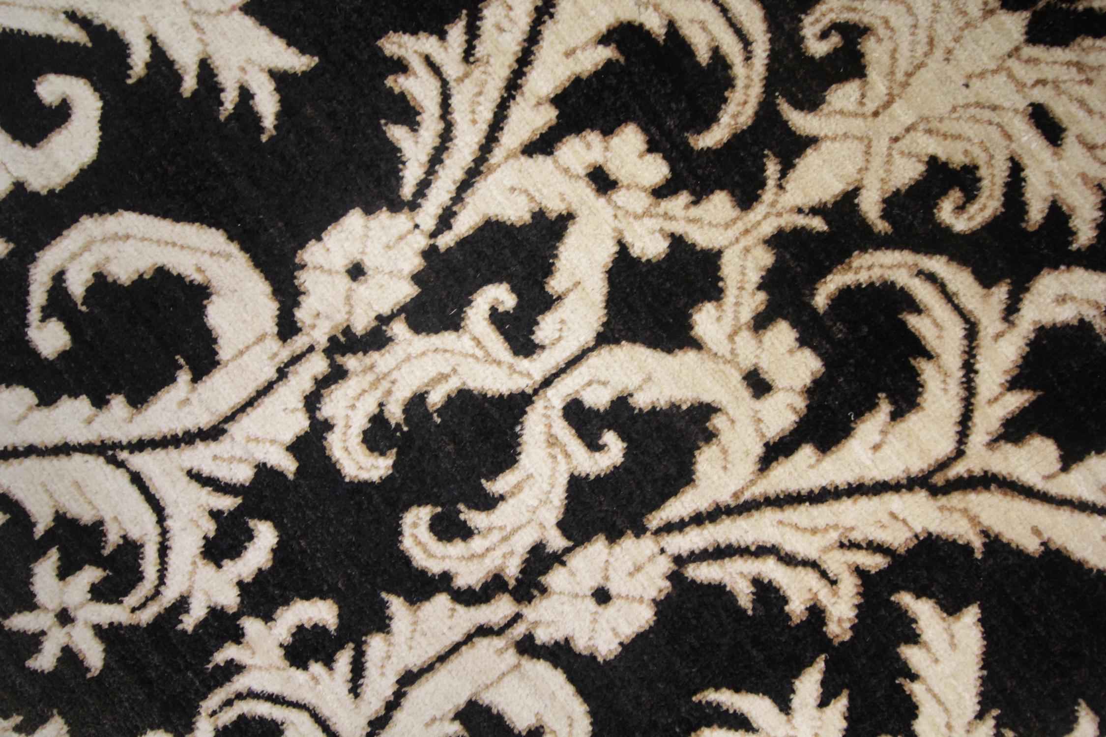 Teppich, türkischer orientalischer Teppich, Damast-Gold- und Schwarzteppich (Gewebt) im Angebot