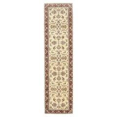 Area Size Ivory Hand-Knotted Wool Floral Symmetry Motif Traditional Carpet Rug