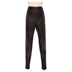 AREA Size L Black Viscose Blend Metallic Side Zipper Casual Pants
