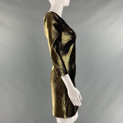 AREA Size S Gold Cotton Blend Metallic Mini Dress
