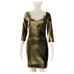 AREA Size S Gold Cotton Blend Metallic Mini Dress