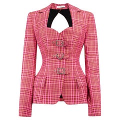 Area Women's Pink Check Cut Out Detail Jacke