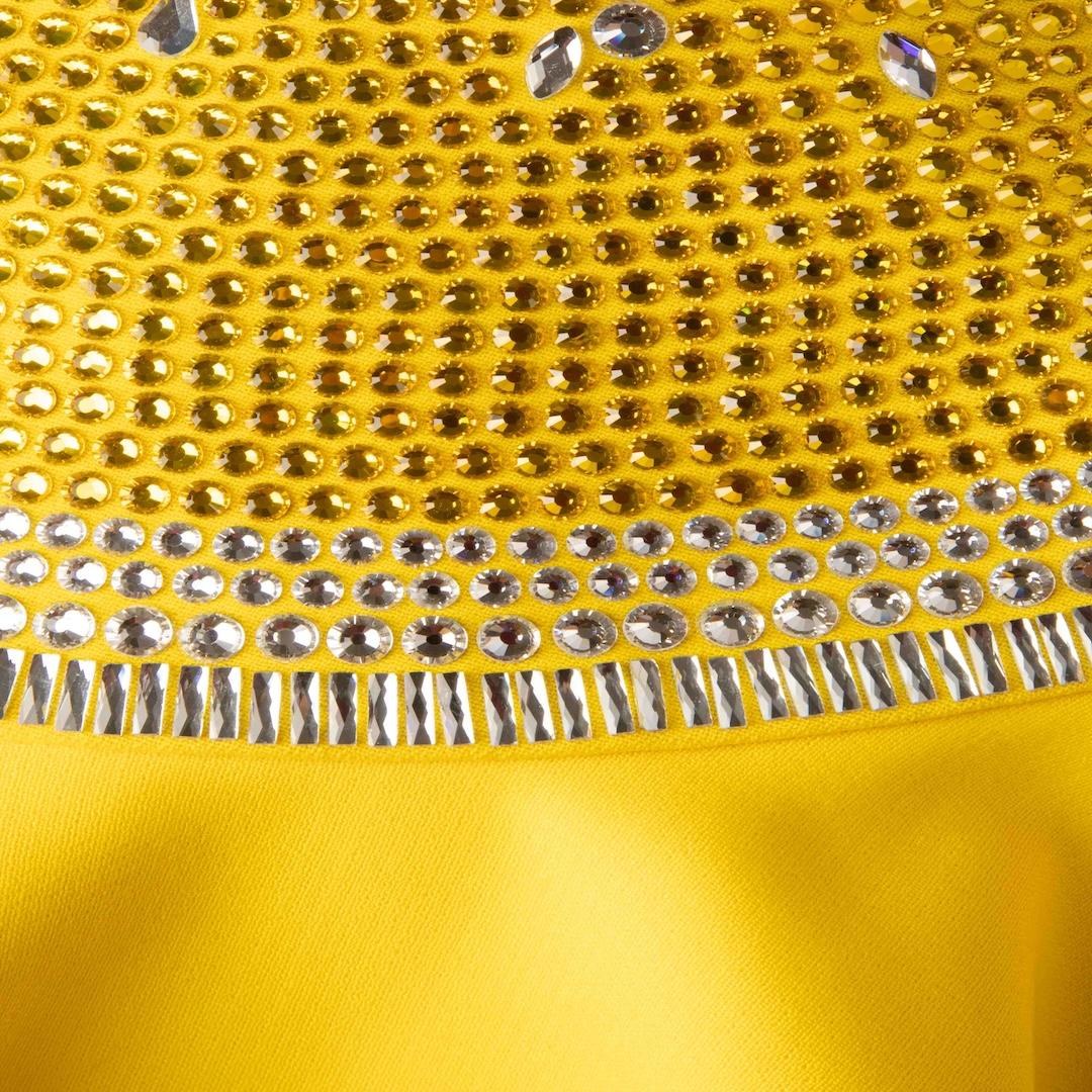 Area Yellow Embellished Top & Mini Skirt Set Size XS In New Condition In London, GB