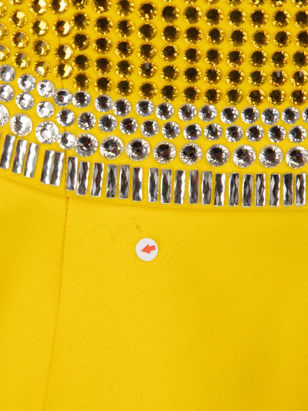 Women's Area Yellow Embellished Top & Mini Skirt Set Size XS