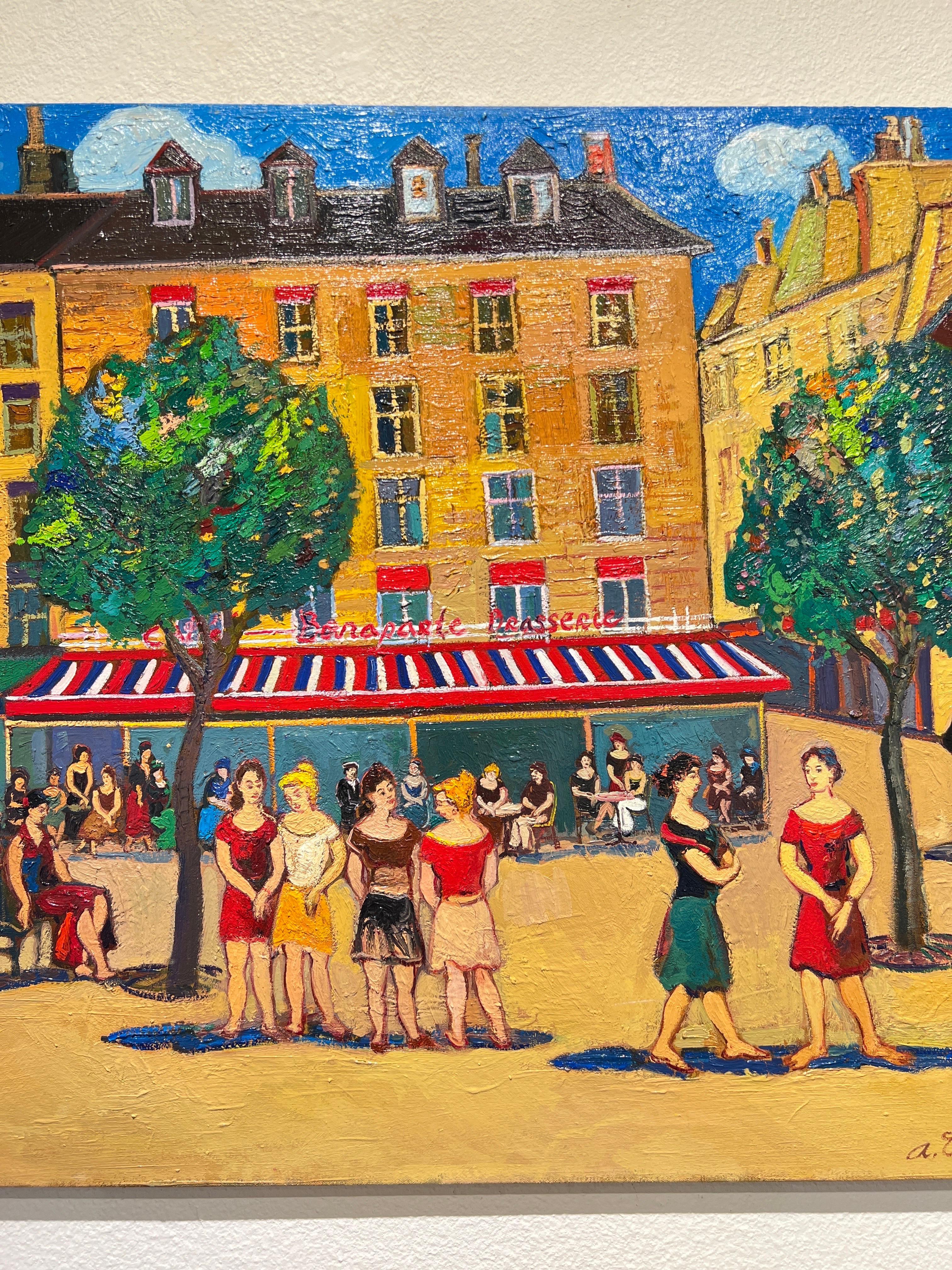 Art contemporain, Café Bonapart, Paris . - Painting de Areg Elibekian