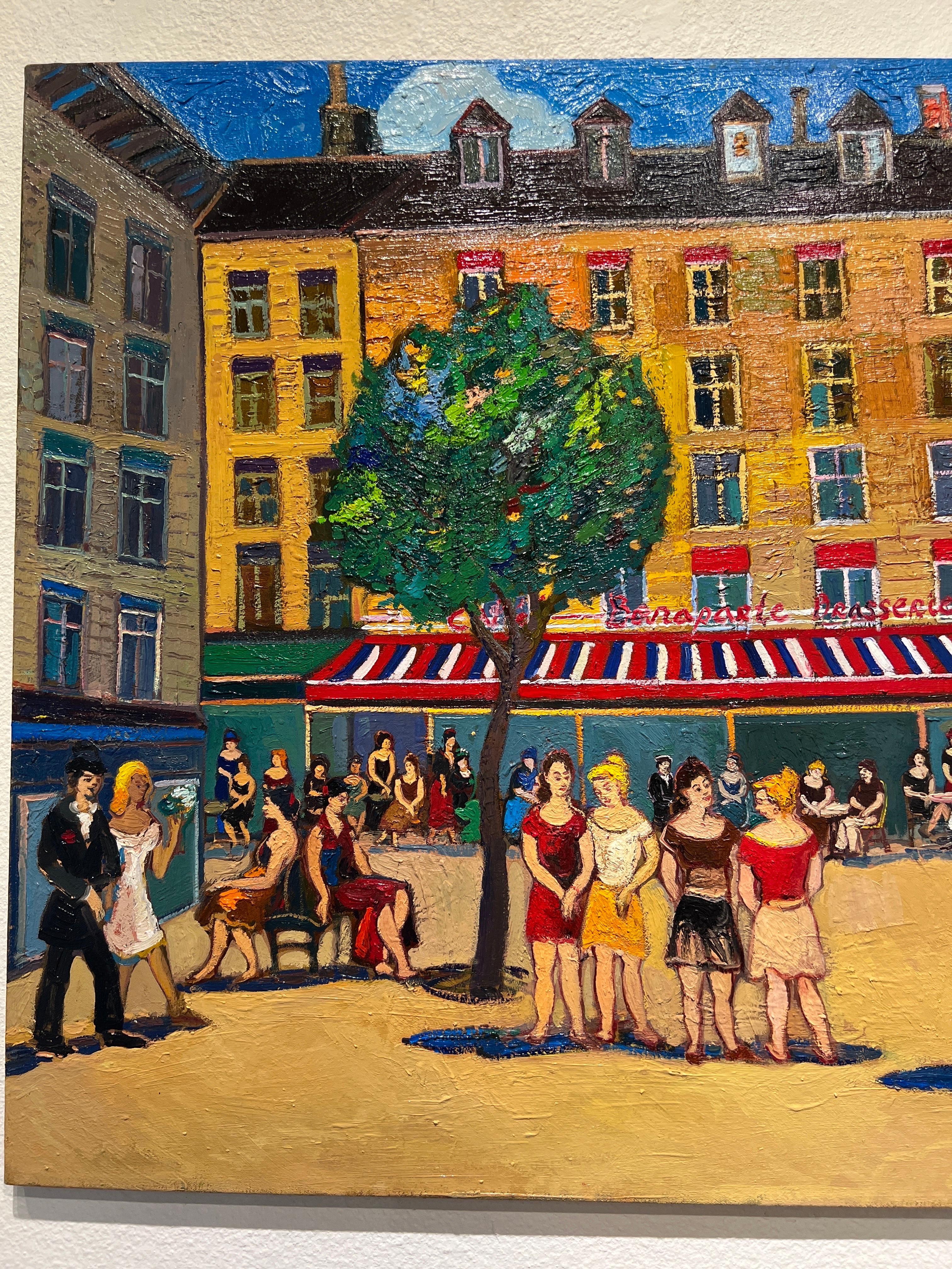 Contemporary Art, Café Bonapart, Paris . - Post-Impressionist Painting by Areg Elibekian