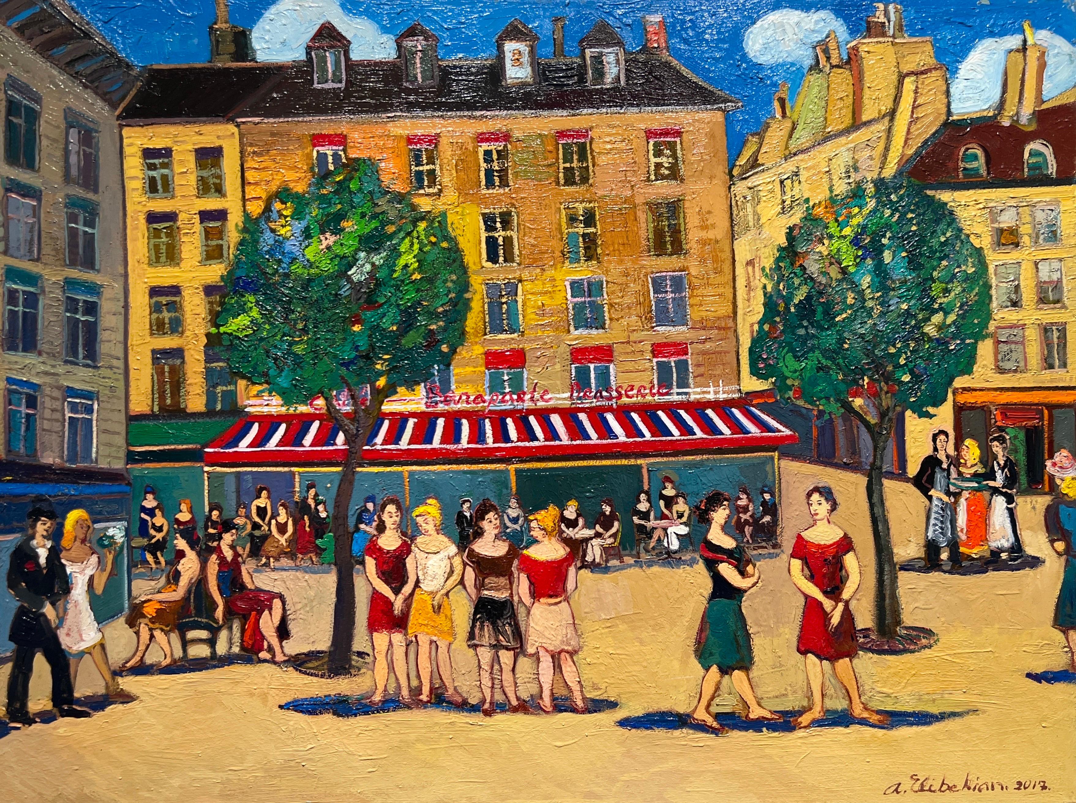 Landscape Painting Areg Elibekian - Art contemporain, Café Bonapart, Paris .