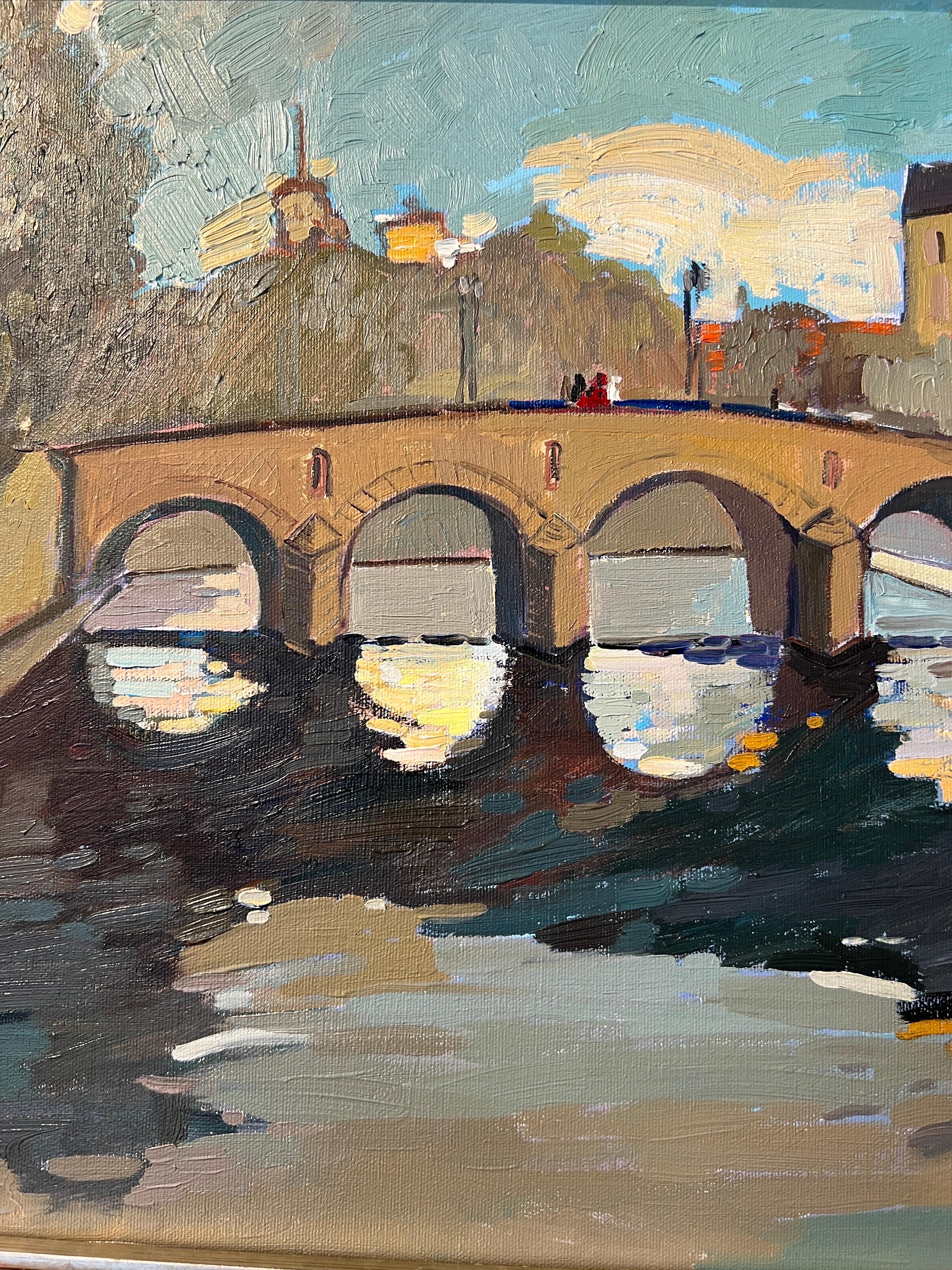 Contemporary  Paris, Pont Marie Paris, Paris. - Painting by Areg Elibekian