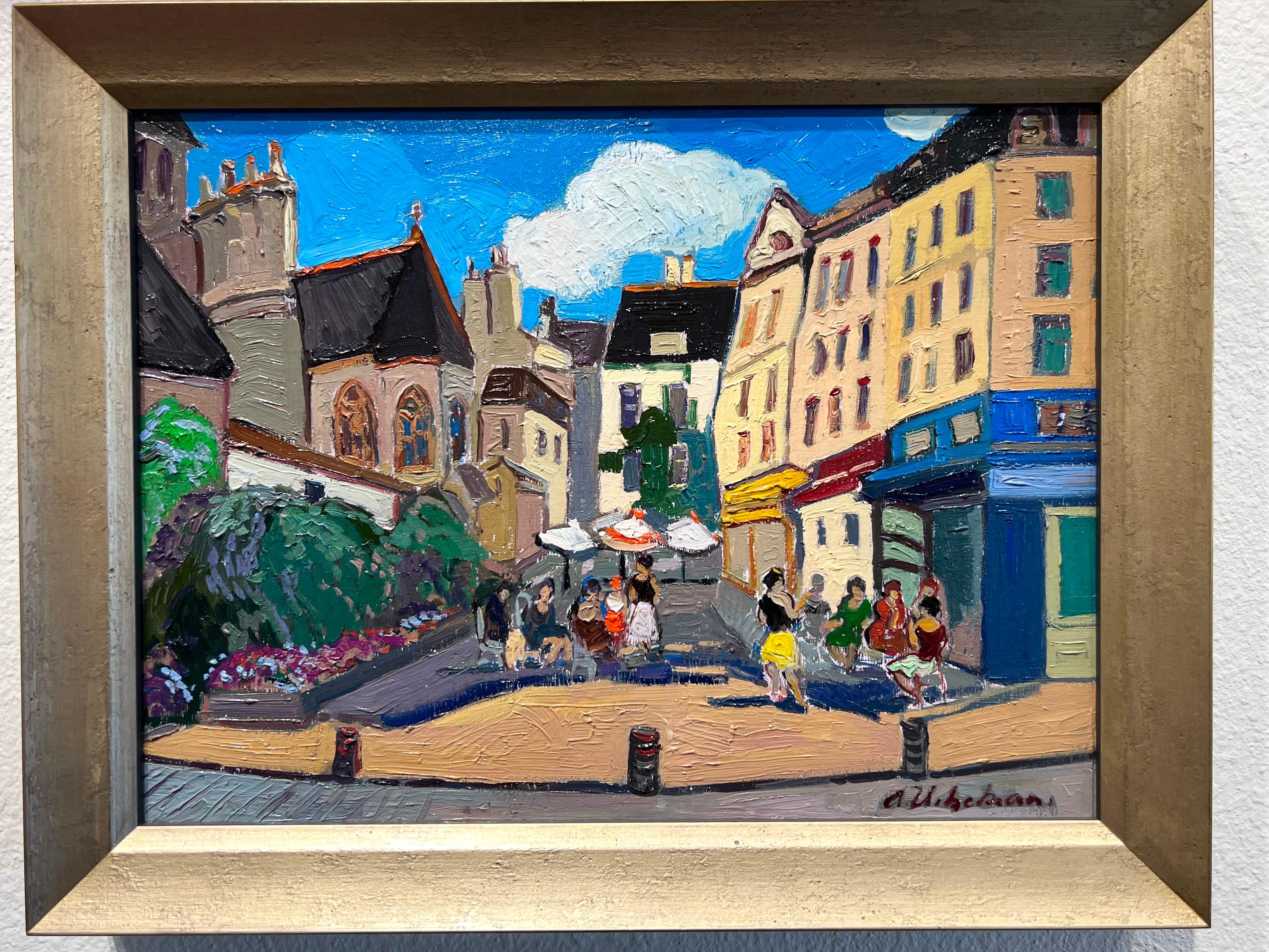 Contraparte París, Rue de Barres, París. - Painting de Areg Elibekian