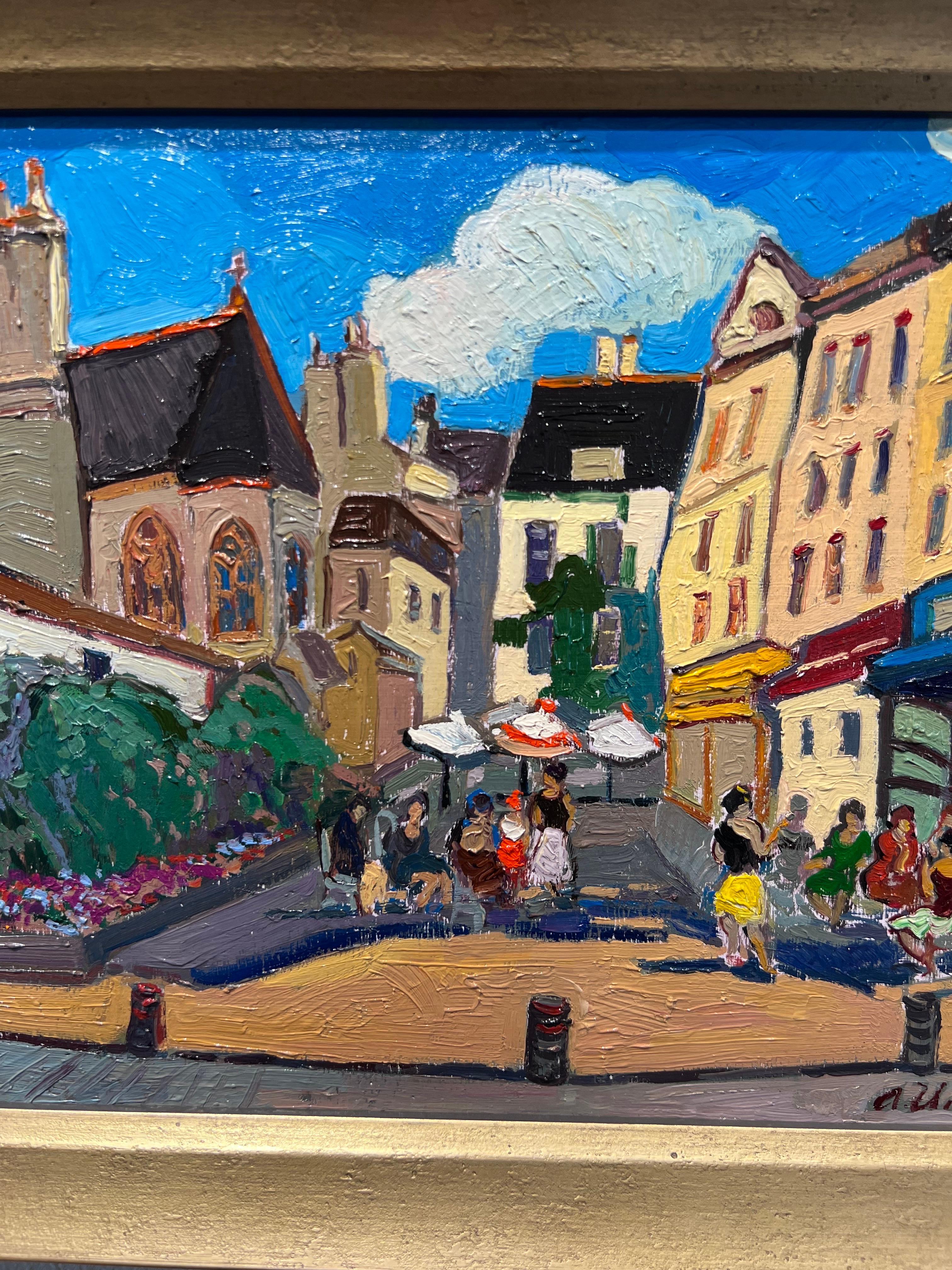 Contraparte París, Rue de Barres, París. - Landscape Painting Gris de Areg Elibekian