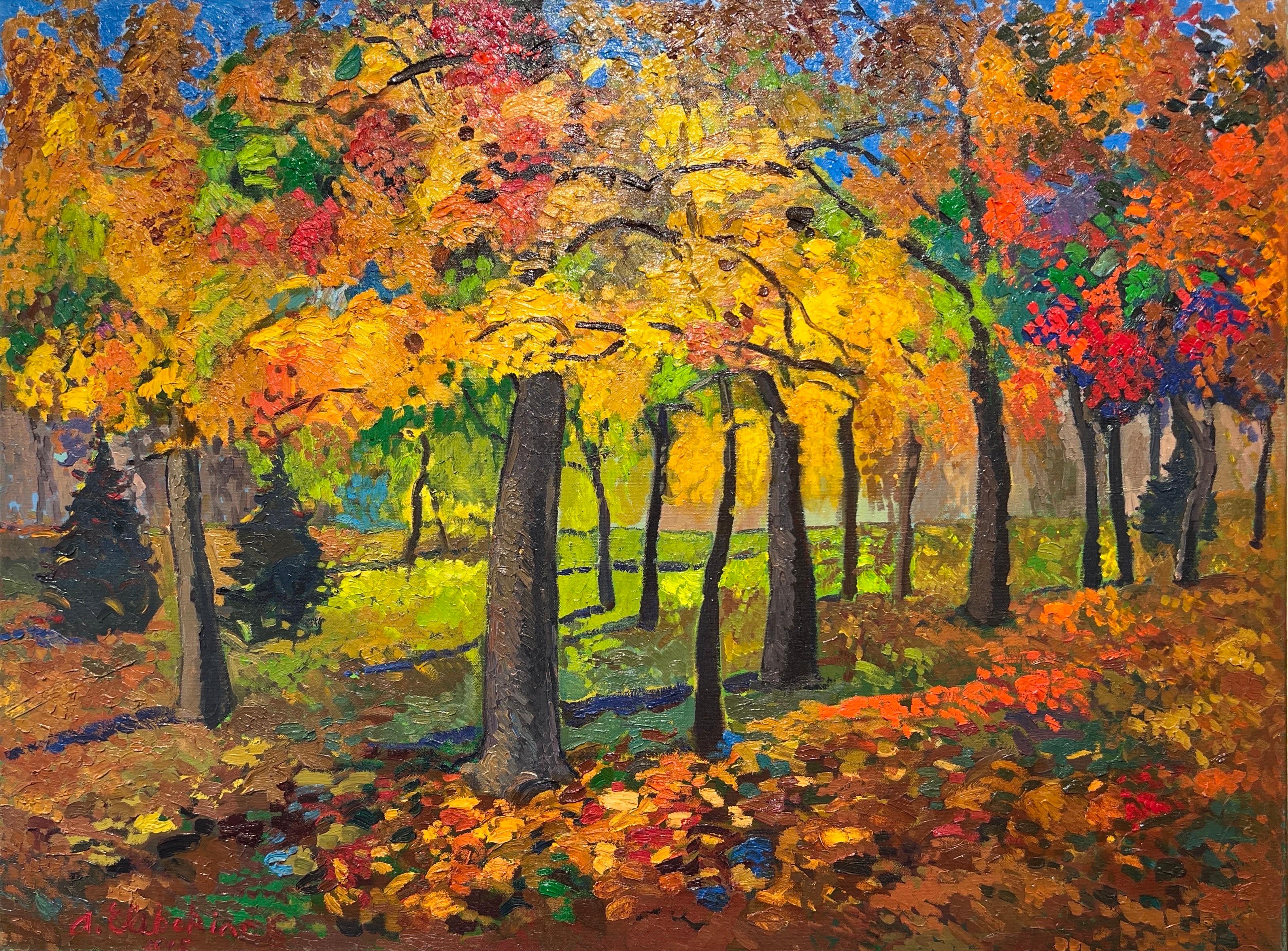 Le Parc Salaberry, l'essenza degli alberi. - Painting di Areg Elibekian