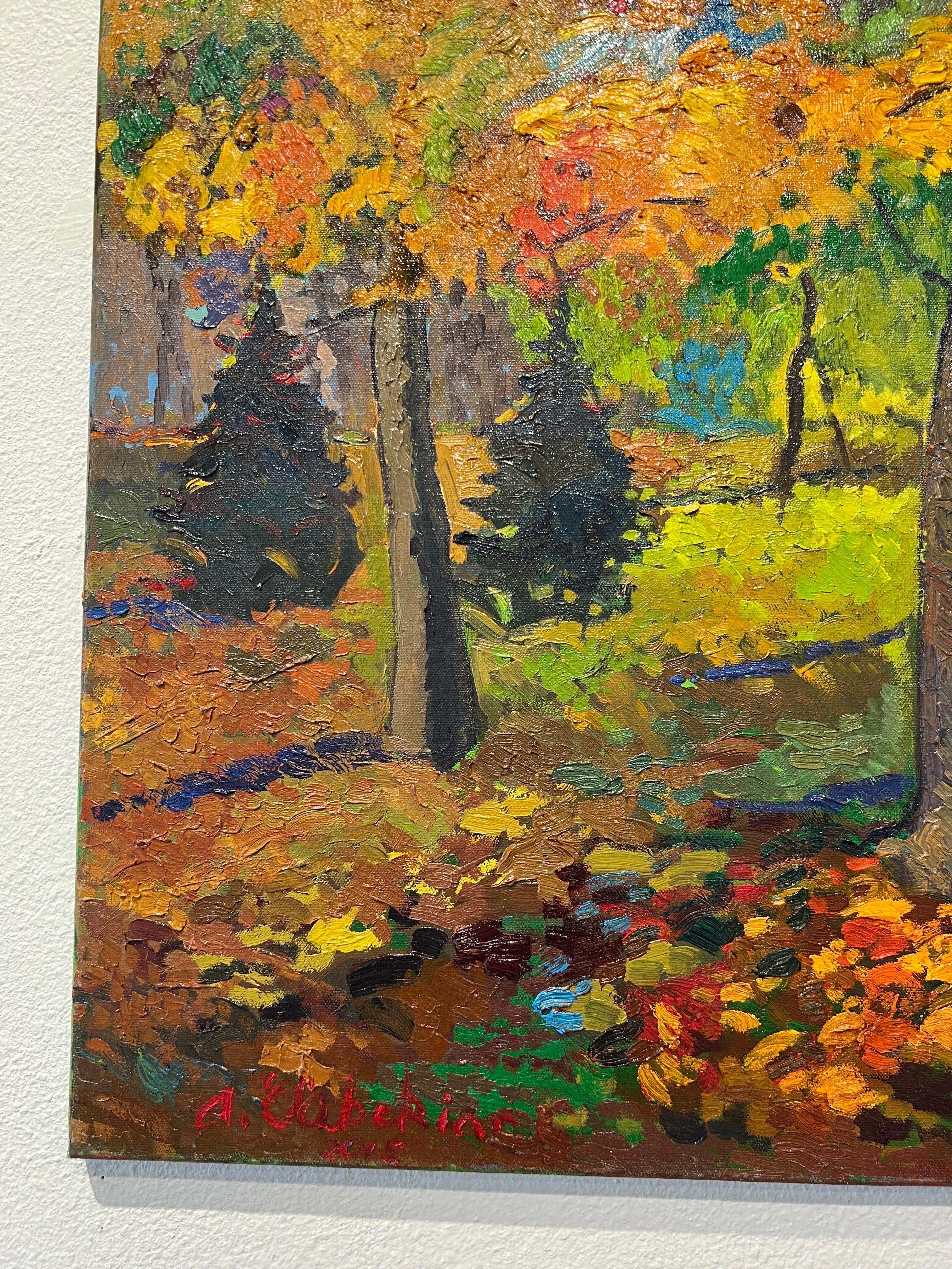 Le Parc Salaberry, l'essenza degli alberi. - Painting Contemporaneo di Areg Elibekian