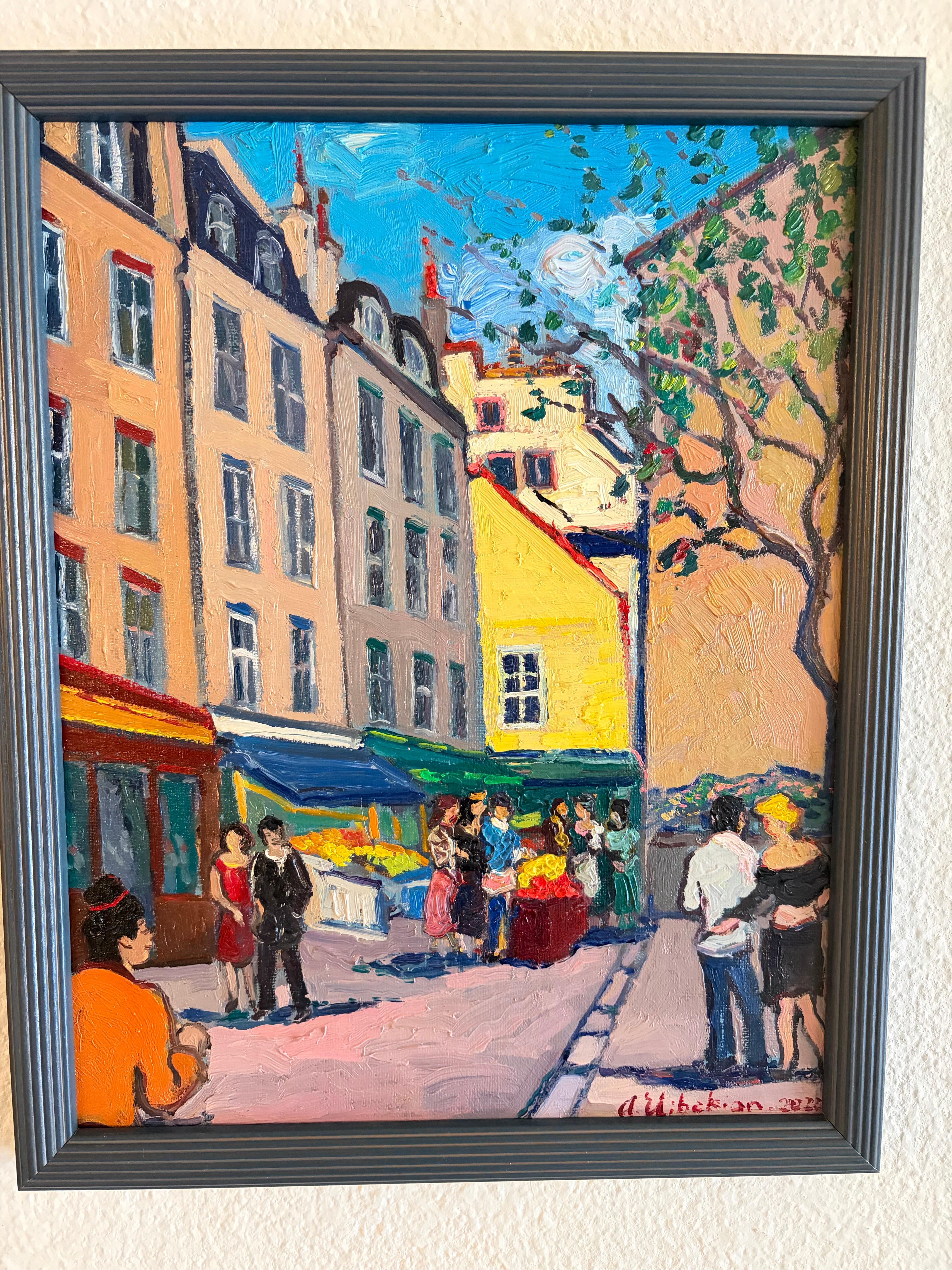 Marché du Marché �à Paris. - Painting de Areg Elibekian