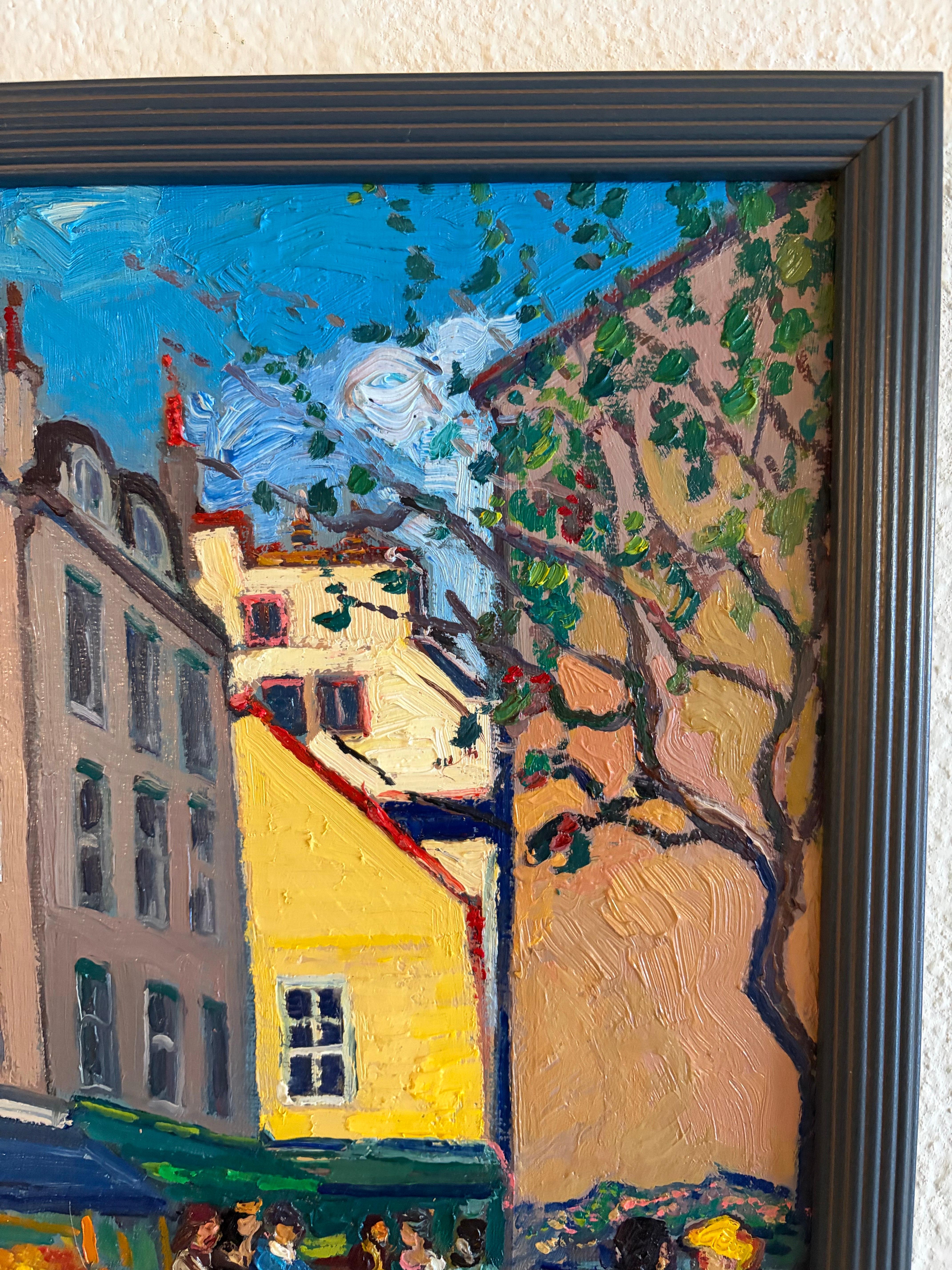Marché du Marché à Paris. - Beige Landscape Painting par Areg Elibekian