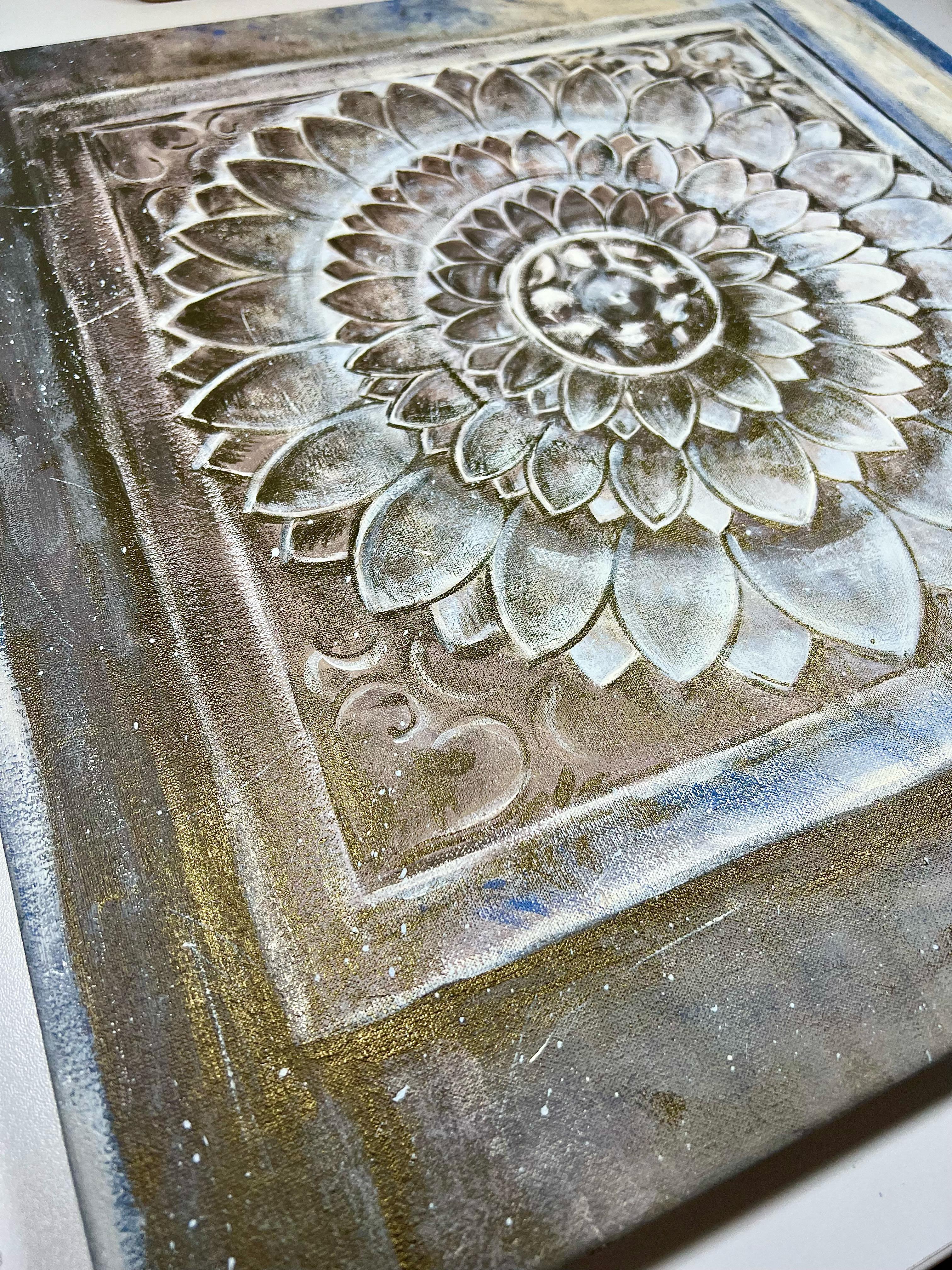 Schöner Tempellotus. (Grau), Abstract Painting, von AreiRa