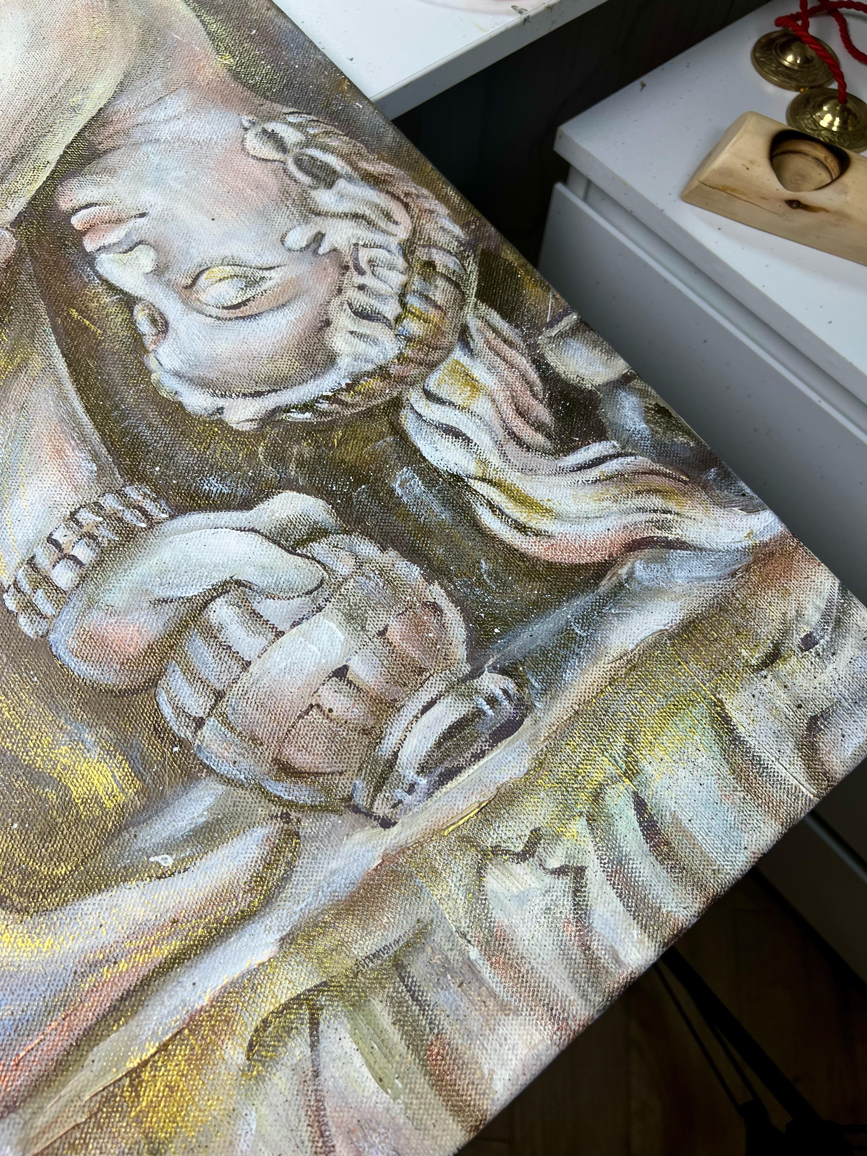 In Search of the Sweet Rasa - Gray Figurative Painting by AreiRa