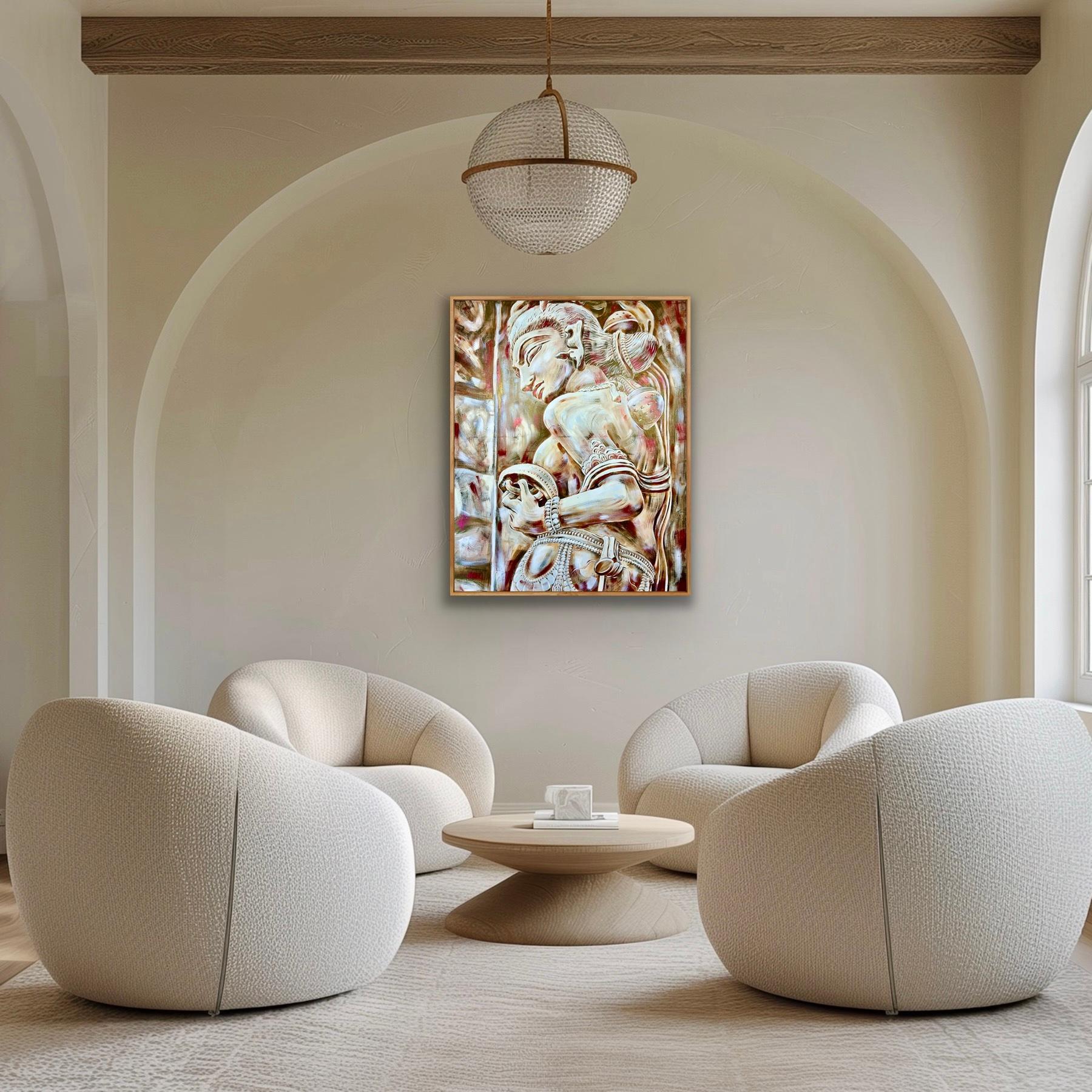 “Ode to the Beloved. Divine Apsara” - Gray Interior Painting by AreiRa